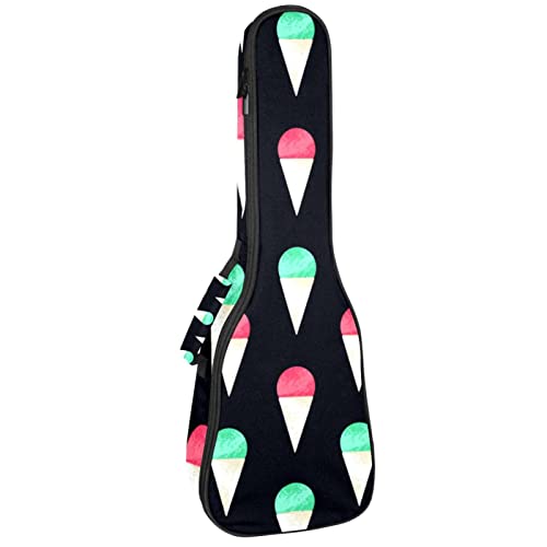 Sac à dos pour ukulélé de concert et soprano noir crème glacée avec rembourrage 10mm