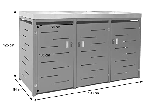 Mülltonnenbox Mendler 3er Mülltonnenverkleidung HWC-H40