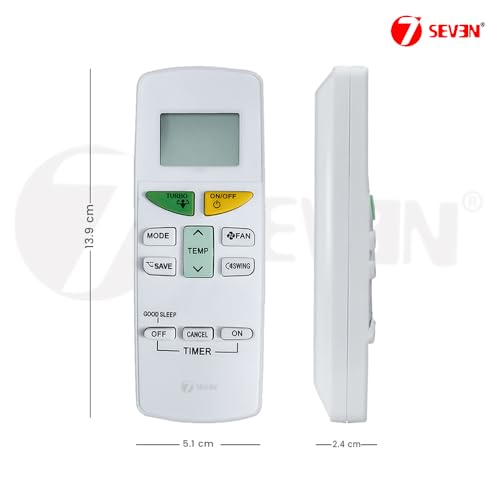 Image of 7SEVEN Compatible Daikin Ac Remote Original ARC470A25 ARC70A1 Model 132A Suitable for Split and Window Air Conditioner and Replicate of Genuine Remotes