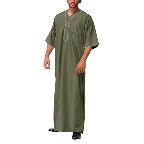 Bata larga para hombre, camisón largo con botones, ropa de descanso casual de ajuste holgado, pijama ligero y holgado, ropa de dormir retro de gran tamaño para hombres en otoño y primavera, verde, XL