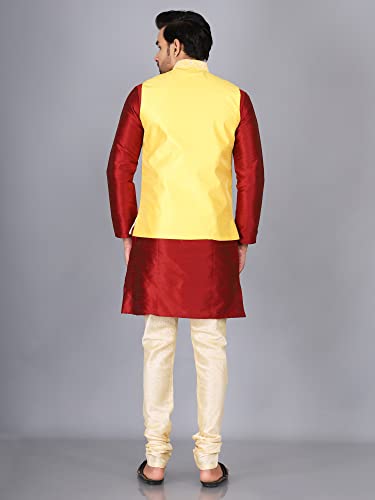 Image of Sadree Silk Men's Kurta Pajama Waistcoat or Nehru Jacket Set