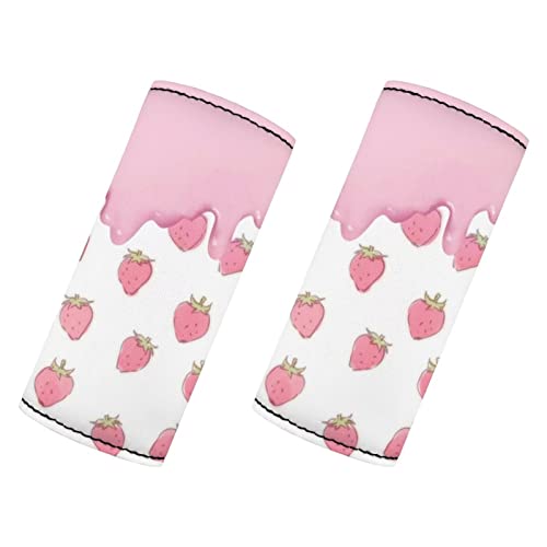 DISNIMO Juego de 2 etiquetas de identificación de equipaje de neopreno con leche de fresa, funda de protección para manija de puerta, para mujeres y niñas, maleta, accesorios de viaje