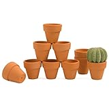 Fcacti 1.5 Inch Terracotta Pots Pack of 10 - Mini Clay Pot with Drainage Hole for Tiny Cactus Herb lithop, Succulent Nursery Pots for Home Garden Table DIY Hand Craft Gift Decoration