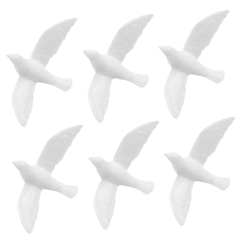TOYANDONA 6 STK Weiße Tauben-modellornamente Miniatur Ausgestopfte Taube Kleine Vögel Kleine Enten Mini-Essen Rotkehlchen Metallvogel Vogel-dekoratives Papierspielzeug Mini-tierfiguren Harz