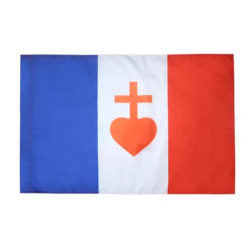 AZ FLAG Bandera de Francia Corazon Sagrado DE JESÚS 90x60cm para Palo - Bandera CATOLICA Francesa 60 x 90 cm