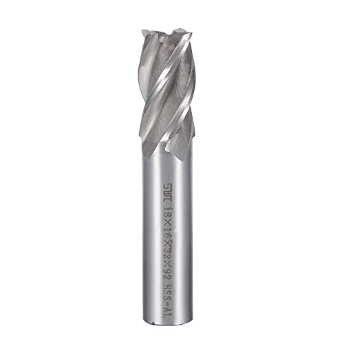 Sourcingmap High Speed Steel HSS-AL 4 Flute Straight End Mill Cutter CNC Router Bits, 18 x 16 x 32mm