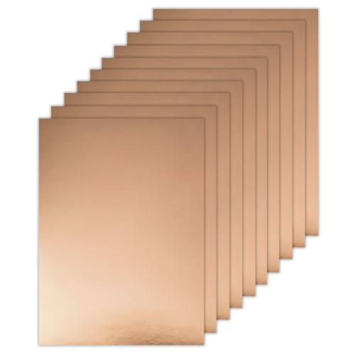 Image of Lakeer A4 Copper Foil Cardstock Paper, 250 GSM, Pack of 10 Sheets, Reflective Mirror Finish for Card Making, Scrapbooking, Invitations and DIY Crafts