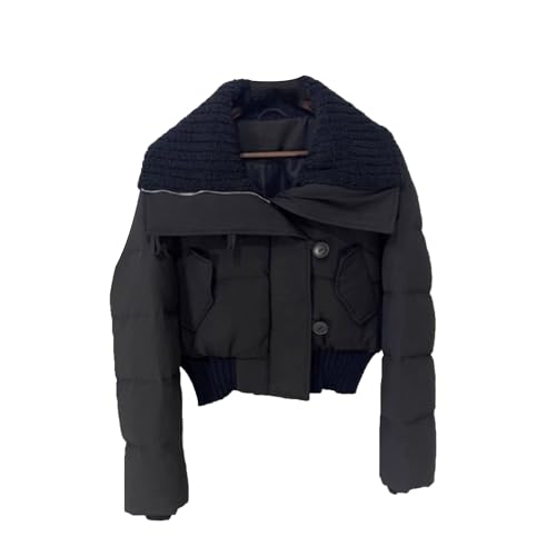 Veste bouffante croisée en laine pour femmes manteau court d'hiver