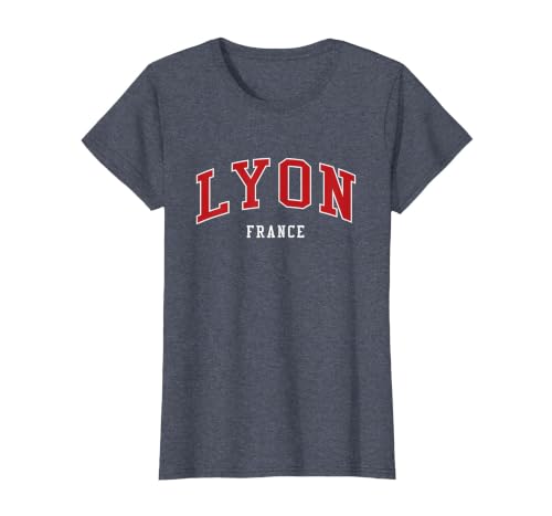 Lyon France College University Style T-Shirt, Women, Heather Blue, Small