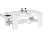 wohnzimmertisch weiss matt Material: MDF Finley Plus Couchtisch in Weiß - geräumiger Sofatisch mit Schublade & Ablage für Ihren Wohnbereich - 100 x 44 x 58 cm (B/H/T)