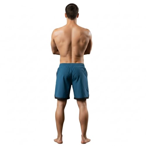 NEVER LOSE Mens 2 Pack Polyester Yoga Short Men Summer Running Gym Sports Shorts with Pockets Shorts for Men