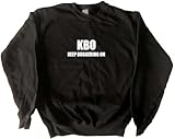 TeeTreeDesigns KBO Keep Buggering On Funny Black Sweatshirt (White Print)-Large