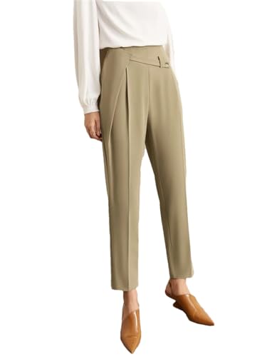 Generic Women Minimalism Pants Solid Commuter All-Match Vintage French Style Slim Feet Pant khaki9 L