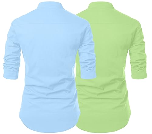 Image of Men's Trendy Short Kurta Shirt | Mandarin Collar Full Sleeve Cotton Ethnic Wear | Regular Fit Traditional Indian Apparel | Casual Festive Party Function Clothing