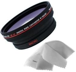 0.5x 72mm Wide Angle Lens for Sony High Grade Camcorder (Wider Alternative To VCL-HG0872X) + Nwv Direct Micro Fiber Cleaning Cloth