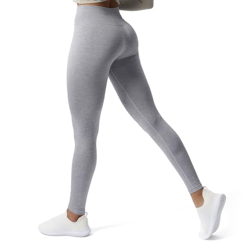 Aoxjox Women's High Waist Workout Gym Vital Seamless Leggings Yoga Pants 24'' (Smokey Grey Marl, X-Large)