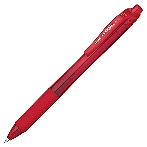 Energel Pentel -X Retractable Liquid Gel Pen (0.7Mm) Metal Tip, Red Ink, Box Of 12 (Bl107-B) #TOP4