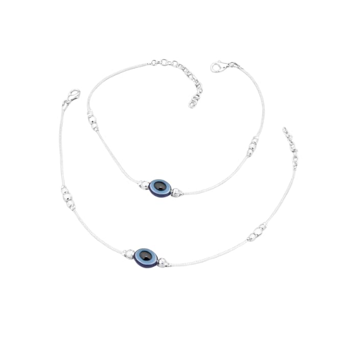 Gorgeous Evil Eye Silver Anklet for Women & Girls | Stylish Adjustable Anklet Bracelet | Protective Nazar Charm Foot Jewelry | Lightweight Elegant Daily Wear Accessory-image-21