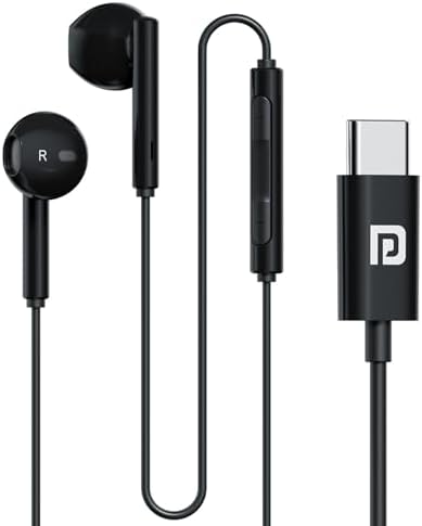 Portronics Conch Theta C in Ear Type C Wired Earphones with in Line HD Mic, Powerful Audio, 14.2mm Driver, Unique Earbuds Design, TPE Anti Tangle Wire, in line Controls, Wide Compatibility(Black)