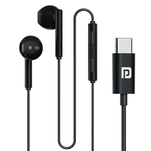 Portronics Conch Theta C in Ear Type C Wired Earphones with in Line HD Mic, Powerful Audio, 14.2mm Driver, Unique Earbuds Design, TPE Anti Tangle Wire