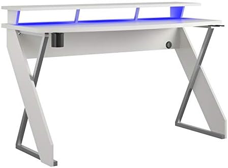 NTENSE Xtreme Riser, Ergonomic, Home Office, Work Table, Computer, Gaming Room Desk, Monitor Stand, Cup Holder, Headphone Hook, White