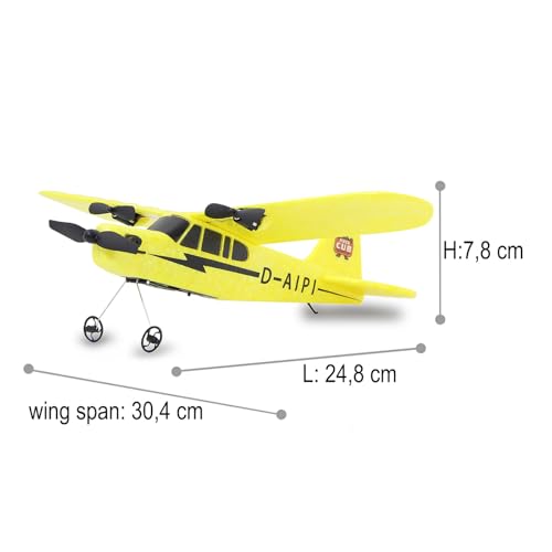JAMARA 410191 Piper J3-CUB Flugzeug 2,4 GHz Gyro 2CH, Plane RC ferngesteuert, Spielzeug Modellflugzeug ab 16 Jahre, Remote Control Kids und Erwachsenen Airplane, Flexibler Mikroschaum