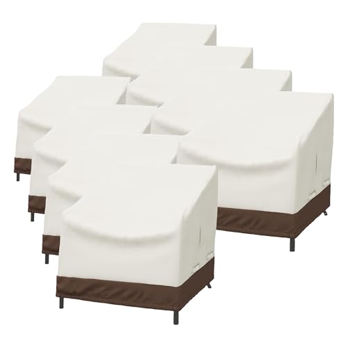 Image of Amazon Basics Outdoor Chair and Patio Furniture Covers, Waterproof Lounge Deep Seat Covers, UV Resistant, Click-Close Straps, 31 inch x 38 inch x 29 inch, Set of 2, Beige /Tan (Pack of 4)