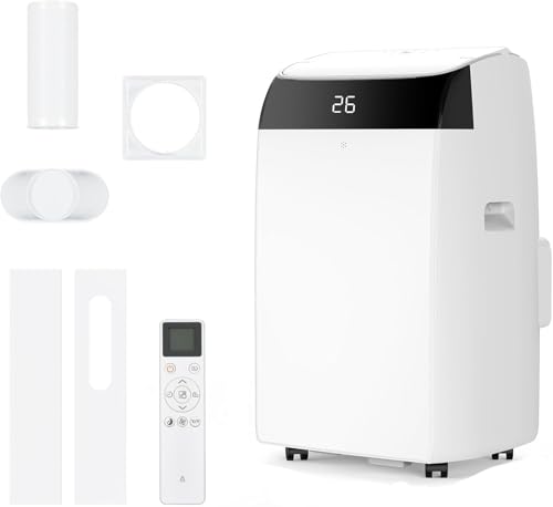 Leises 4-in-1 Mobiles Klimagerät 12000 BTU | Kühlen/Ventilieren/Entfeuchten/Follow-Me | Für Räume Bis 43–51㎡ Abluftschlauch+Digitaldisplay+Fernbedienung+24h-Timer