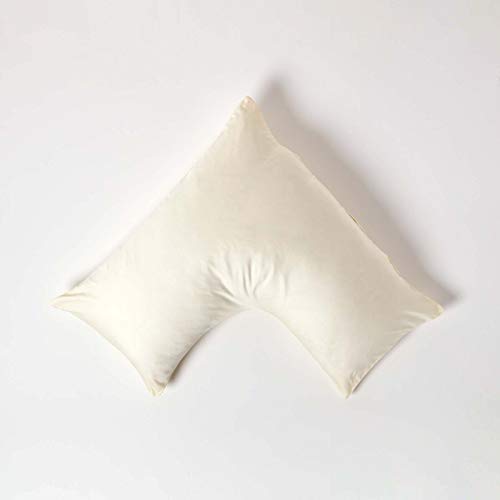 Homescapes Organic Cotton V Shaped Pillowcase Cream 400 Thread Count Percale Hypoallergenic...