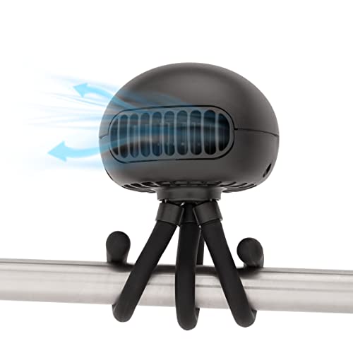 Image of Portable Bladeless Baby Stroller Fan, Rechargeable Battery-Operated Fan with 3 Breeze Settings and Quiet Motor, Personal Fan for Baby Car Seat, Camping, Desk, Golf Cart, Wheelchair, and More (Black)