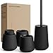 blackswedenhome. Badezimmer Set Schwarz - Hochwertiges Keramik Set - Seifenspender schwarzs, Zahnputzbecher, Toilettenb&uuml;rste - Nordic Design, Badaccessoires matt, Seifenspender Bad
