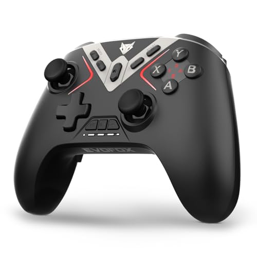 Image of EvoFox One X Wireless Gaming Controller for PC, Switch, Android, iOS & macOS, Tri-Mode, Hall Effect Joysticks & Triggers, On-the-fly 6 Axis Gyro, 1000Hz Polling, Macro buttons, 800mAh Battery (Black)