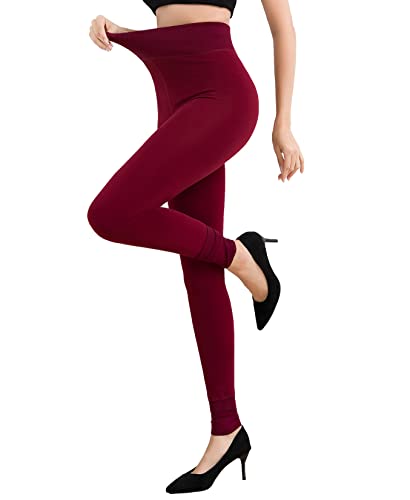 Image of Pnadty Women's High Waisted Velvet Warm Elastic Tights Winter Fleece Lined Thick Leggings Pants