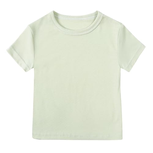 Image of Kids Tales Little Boys Girls Solid Color Short Sleeve Pullover T-Shirt | 12 Months - 4 Years, Round Neck, Solid Color, Short Sleeve, Soft Material, Casual Daily Wear, Sport Wear