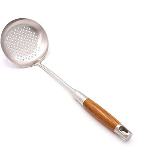 Stabiler Schaumlöffel 38 cm lang, Ø 12 cm Holz-Griff Schaumkelle Suppenkelle
