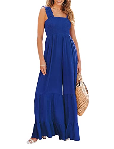 Lyhnmw Jumpsuits For Women Summer Jumpsuit Casual Loose Sleeveless Wide Leg One Piece Jumpsuits With Pockets #TOP13
