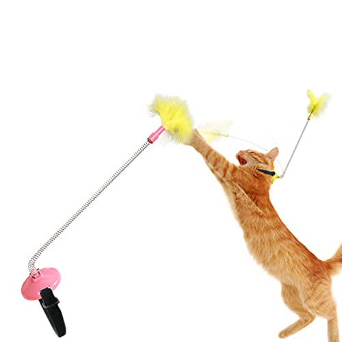 PAPIEEED Juguete interactivo para gato, collar de gato con plumas, juguete de varita de gato para interior, ejercitador para gato y gatito