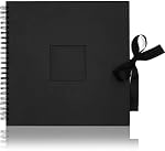 Juvale Spiral-Bound Album de scrapbook - Ruban en soie pour le mariage - Albums photo en papier noir durable - Kit complet de fournitures de scrapbooking, 80 Pages - 12.25 x 12.25 dans, noir