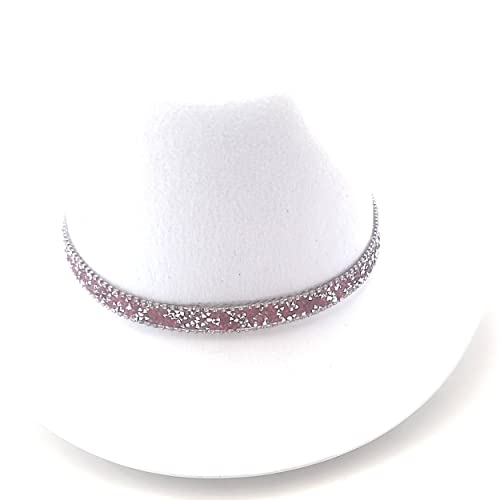 Pink Crystal Rhinestone Silver Metal Speckle Clear Cowgirl Hat Band Jewelry Adjustable Size #TOP1