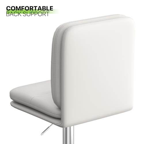 Magshion Set of 2 Adjustable White PU Leather Swivel Bar Stools for Kitchen and Dining Room