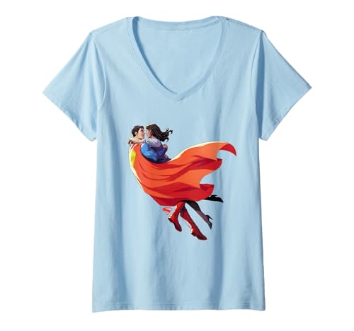 Womens Superman (2025) Superman Lois Embrace V-Neck T-Shirt