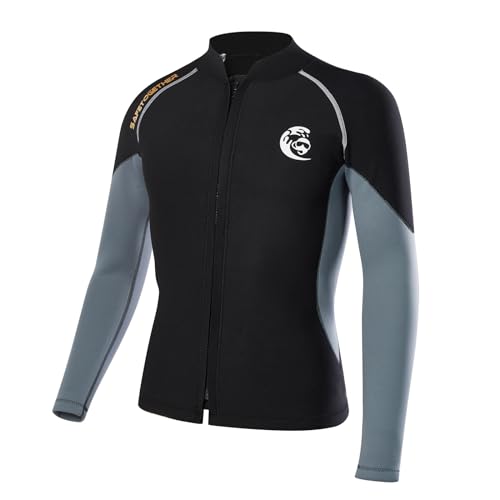 Chaqueta de neopreno de 2 mm con cremallera frontal de manga larga para hombres y mujeres, para surf, natación, buceo, trajes de neopreno (4XL, hombre)