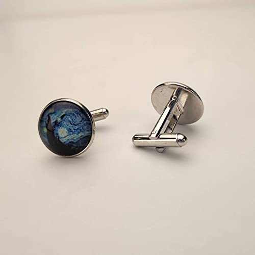 Cuff Links Cufflinks For Men Wedding Business Van Gogh Starry Night Cufflinks Gifts For Anniversary Birthday Christmas Gifts For Artist #TOP4