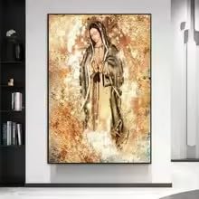 Tableau Vierge de Guadalupe 40x60 cm style rétro pour décoration murale