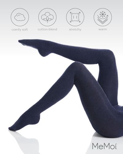 Image of MeMoi Brooklyn Flat Knit Cotton Tights for Women, Cozy and Stretchy Soft Sweater Tights - Sizes XS to 5x-6x