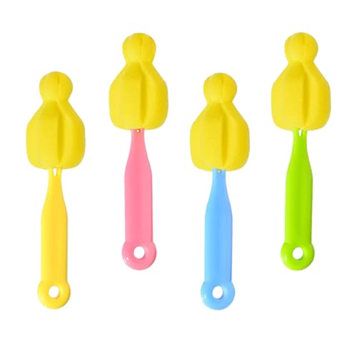 JINGLING Escobillas para Tetinas De Biberón,4 Unidades Eliminador De Manchas con Esponja para Tetinas - Limpia Biberones Portátil para Viajar Avión Coche Hogar Vaso