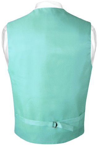 Vesuvio Napoli Men's Paisley Design Dress Vest & Bow Tie AQUA GREEN Color BOWTie Set2