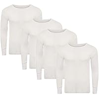 ANZEE Kids Thermal Long Sleeve Base Layer Unisex Top Ultra-Warm Winter Vest Inner Childern Shirt for Outdoor Sports Running Boys & Girls Everyday Wear (6-7 White Pack of 4)