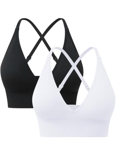 Heersan Sport-BH Damen Push-Up Yoga BH Ohne Bügel V-Ausschnitt Workout Top