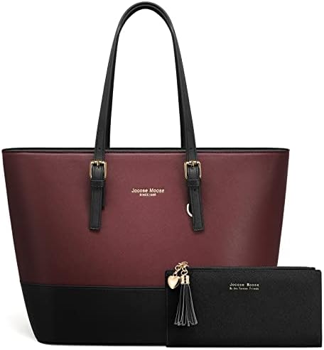 Jocose Moose Women Handbag Laptop Tote Bag Large PU Leather Shoulder Bag Designer Lightweight Computer Tote Bag, Gift with a Ladies Purse